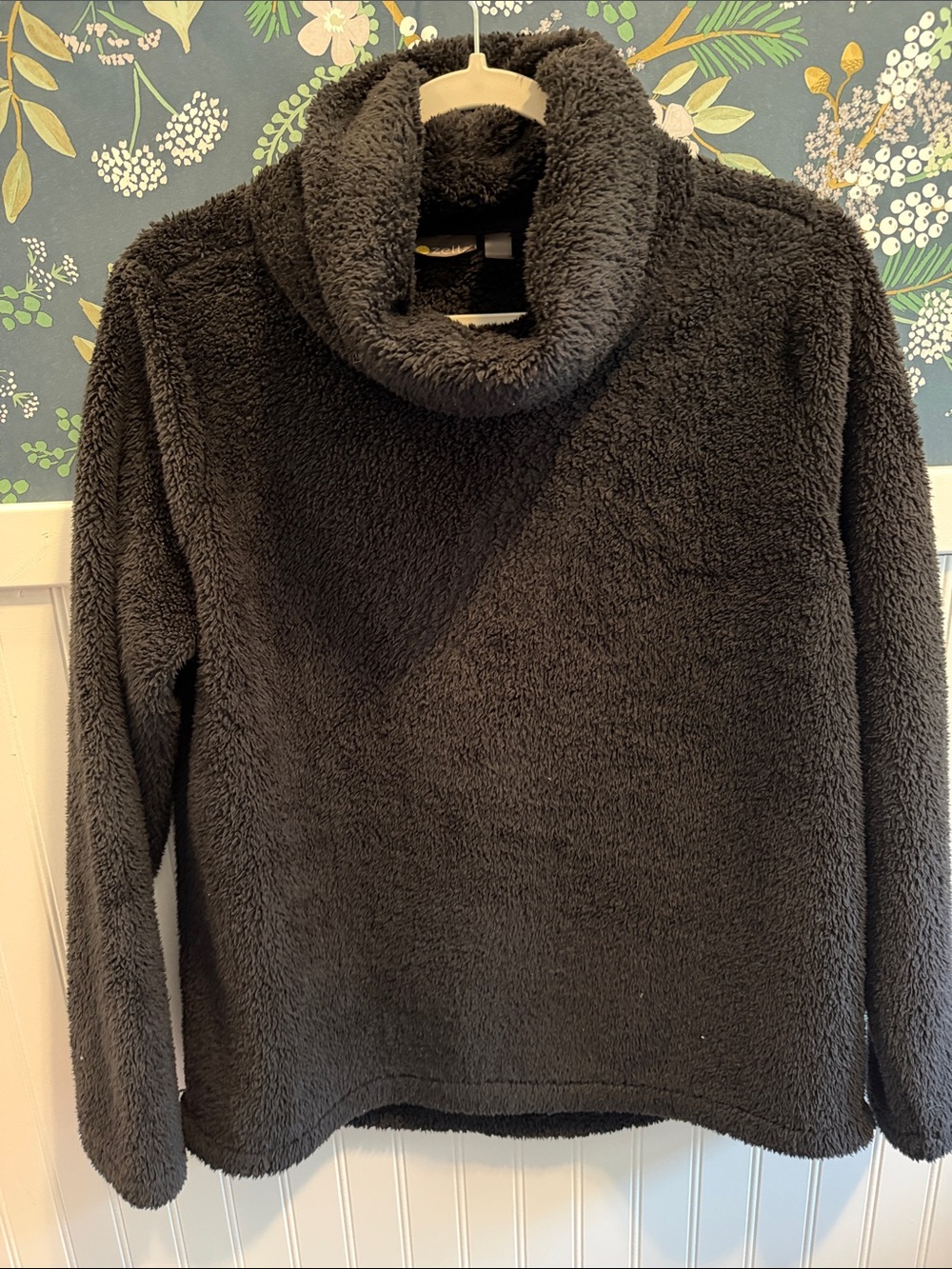 Zella Black Plush Turtleneck Pullover